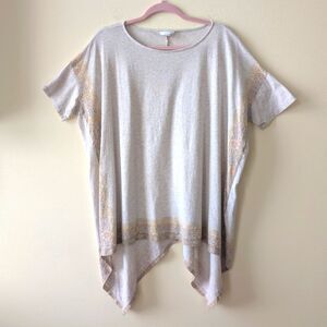 J Jill Pure Jill Oversize Asymmetrical Hem Handkerchief Top Blouse Poncho XS/S